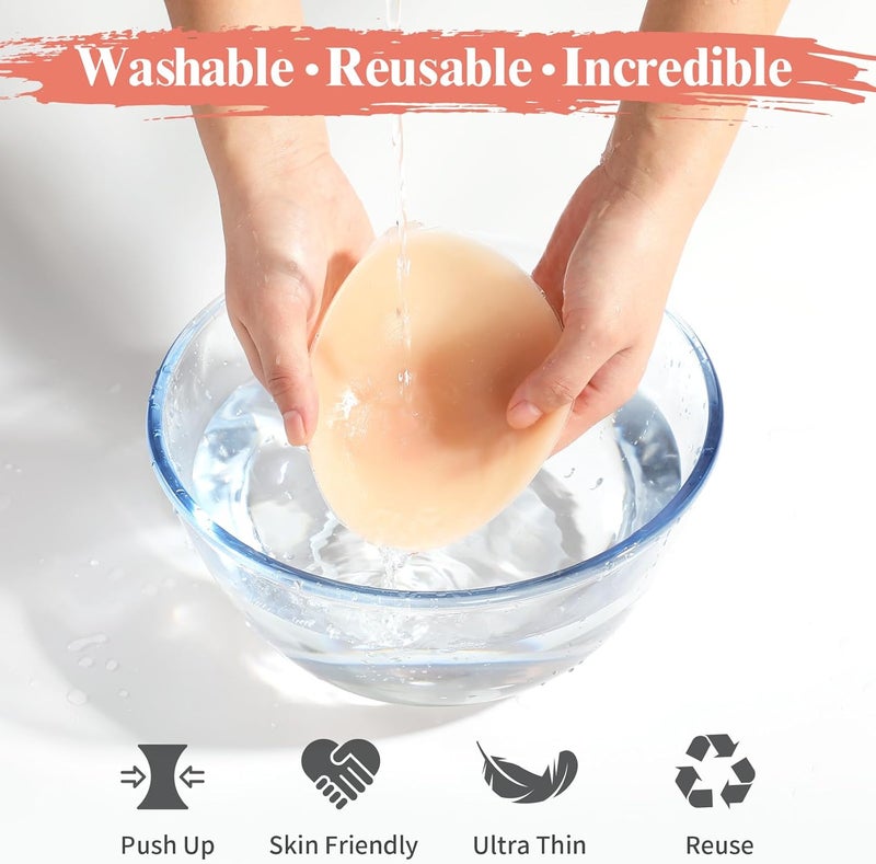 Premillow Adhesive Bra Strapless Sticky Bra Push Up 2 Pairs Invisible Silicone Bras with Pasties Nipple Covers for Women - Image 5